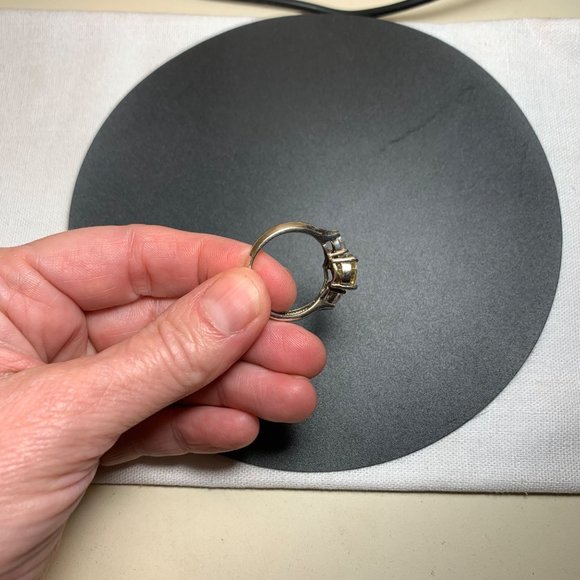 Sterling Silver 925 Pear Shape Yellow CZ Traditional Three Stone Ring, Size 9.75 - Picture 11 of 16